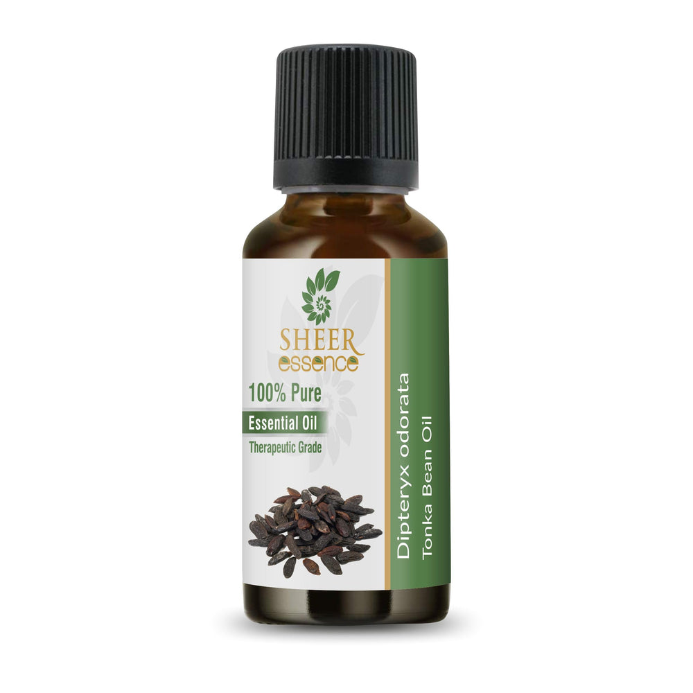 Sheer Essence Tonka Bean Absolute Oil bottle close-up for luxurious perfume blending.