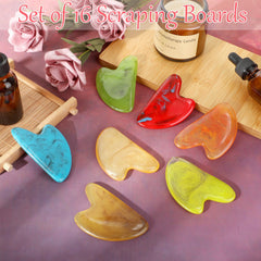 Sherr heart-shaped gua sha tool blue ideal on neck and shoulders.