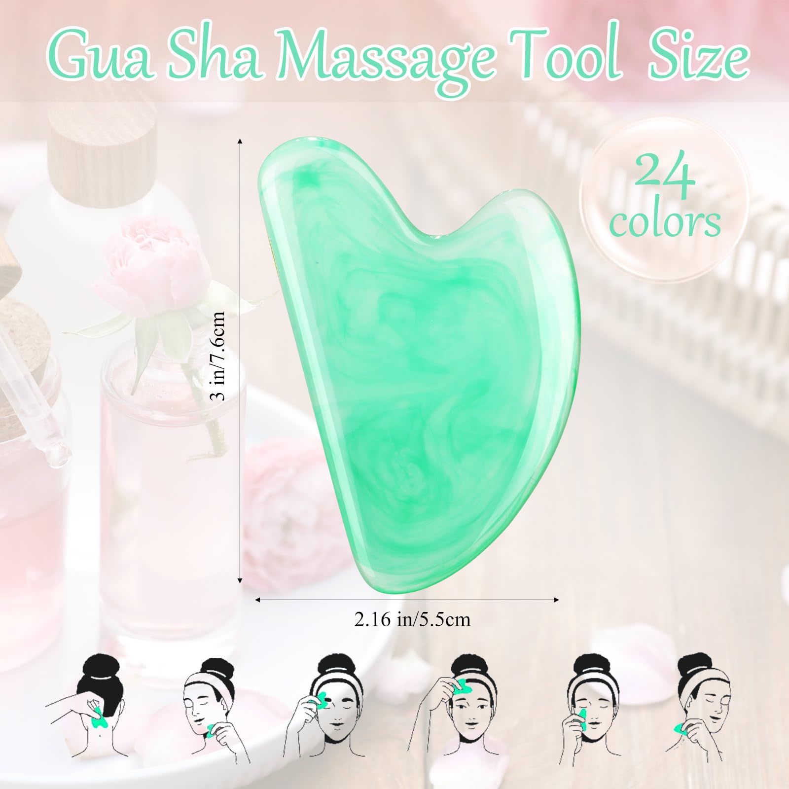 Sherr resin gua sha for face and body to promote circulation and relaxation.