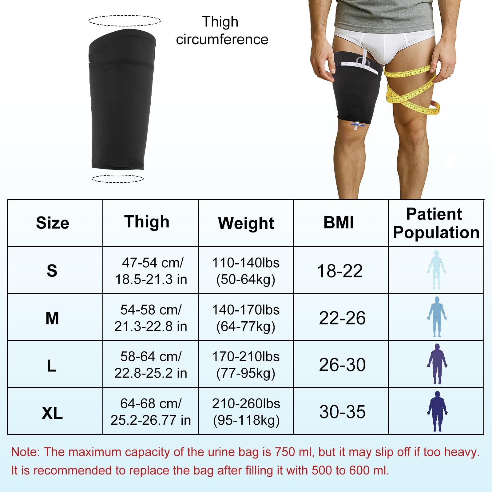SHFGYG catheter leg bag holder side view showcasing breathable fabric