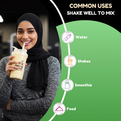 SHIFAA NUTRITION vanilla whey gluten-free label indicating clean ingredients