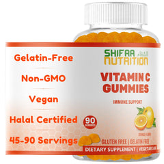 SHIFAA NUTRITION Vegan Vitamin C Gummies bottle front for immune wellness.