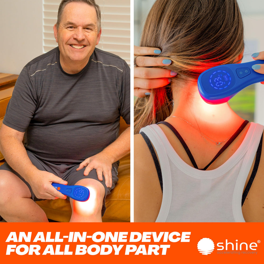 SHINE Relief protective glasses included for safe sessions.