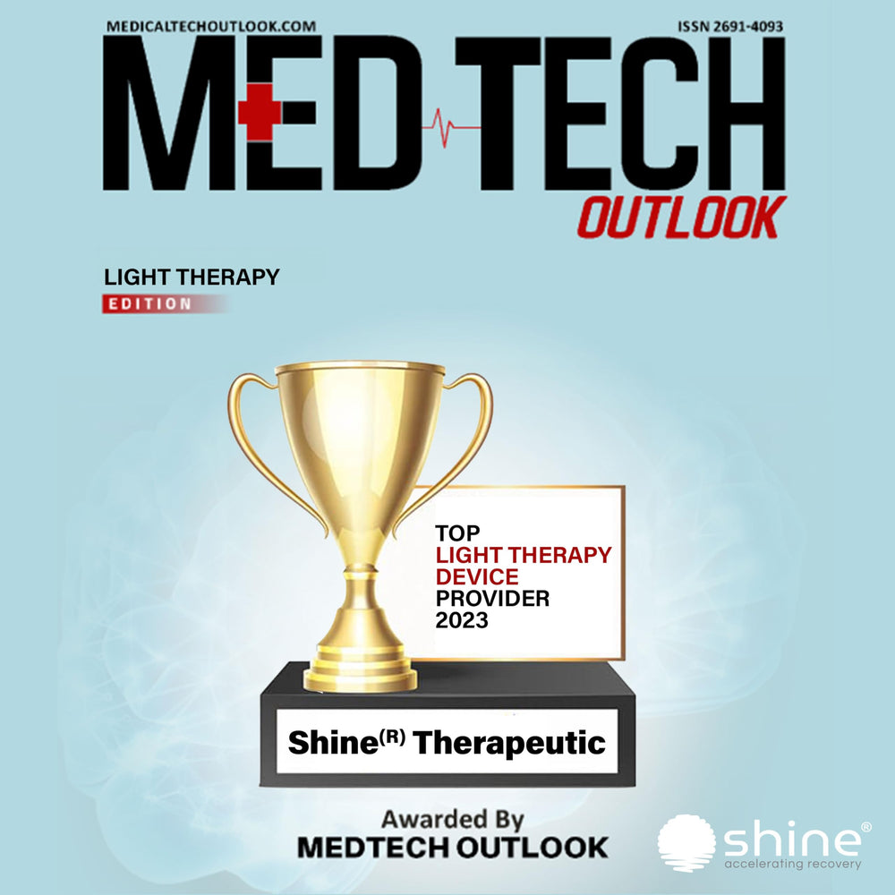 SHINE Relief in use for everyday athletic recovery at home.