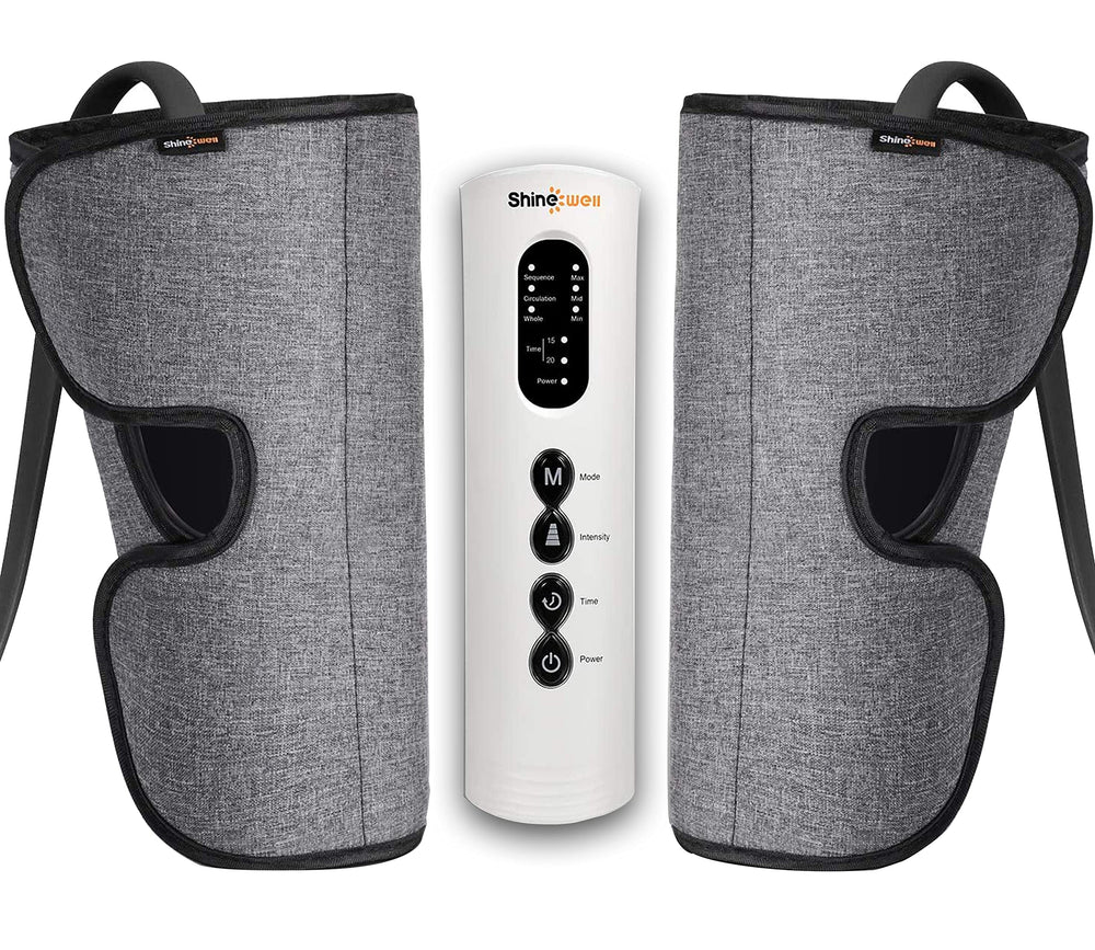 SHINE WELL Calf Massager with airbags kneading for leg comfort.