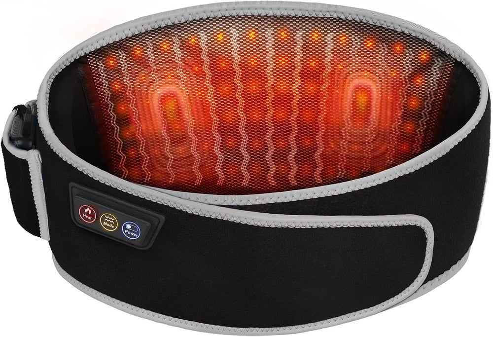 SHINE WELL cordless back massager belt with red light for soothing warmth on tired muscles