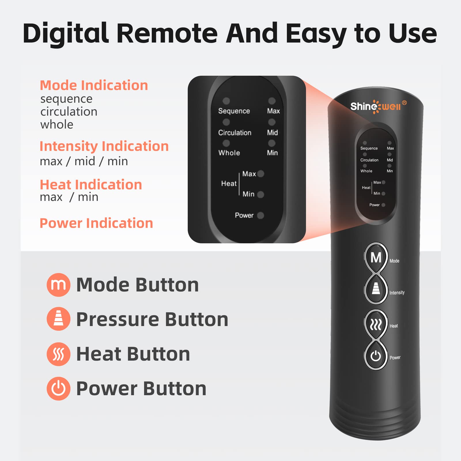 SHINE WELL leg massager with heat function offering comforting warmth during use.
