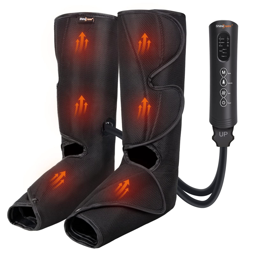 SHINE WELL leg massager in use to boost circulation and soothe tired legs.