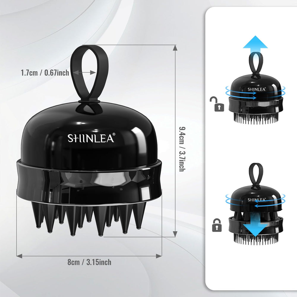 SHINLEA 2 in 1 scalp massager with finger-ring lid for easy grip