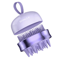 SHINLEA scalp massager front view highlighting dual sides for cleansing and detangling