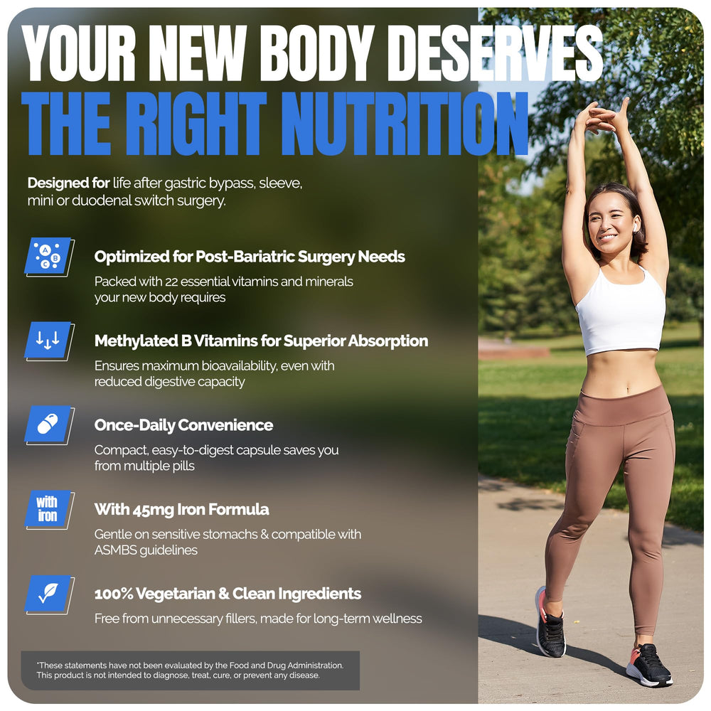 Shiny Leaf ASMBS-compliant formula label highlights comprehensive nutrient coverage.