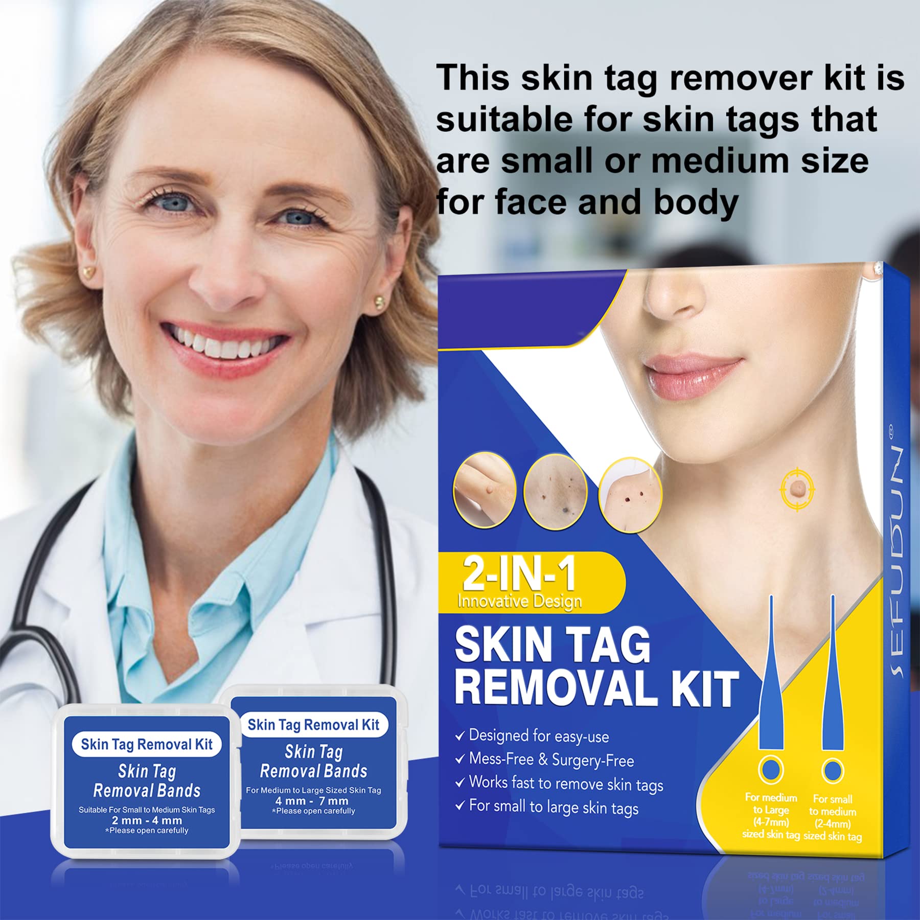 SHISUIZHE Skin Tag Remover Kit box shown for convenient home solution.
