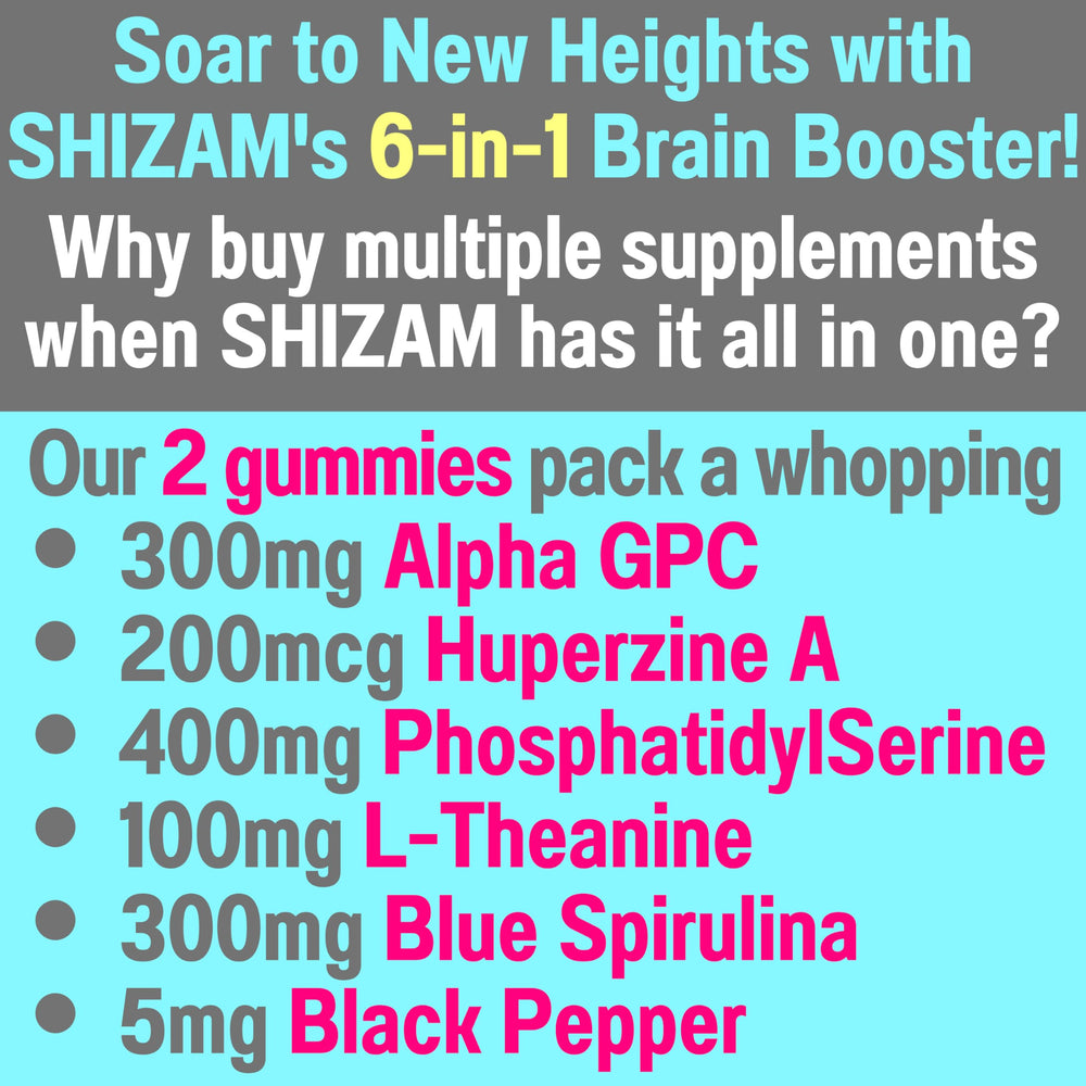SHIZAM Alpha GPC Huperzine A blend label for memory and attention