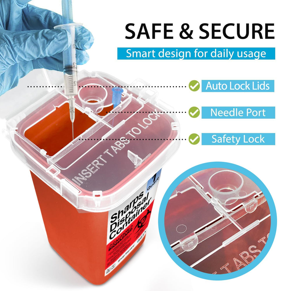 Shop Square sharps container compact design fits in small spaces