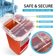 Shop Square sharps container compact design fits in small spaces