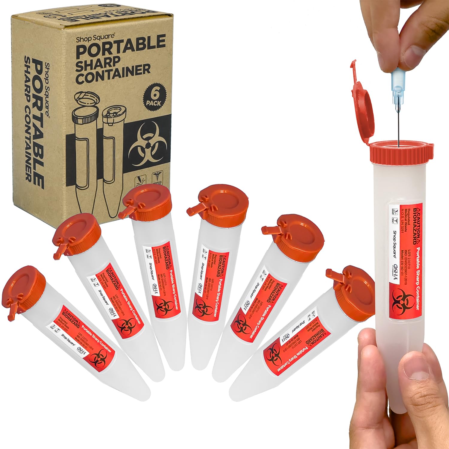 Shop Square small sharps container with compact design for easy on-the-go disposal.