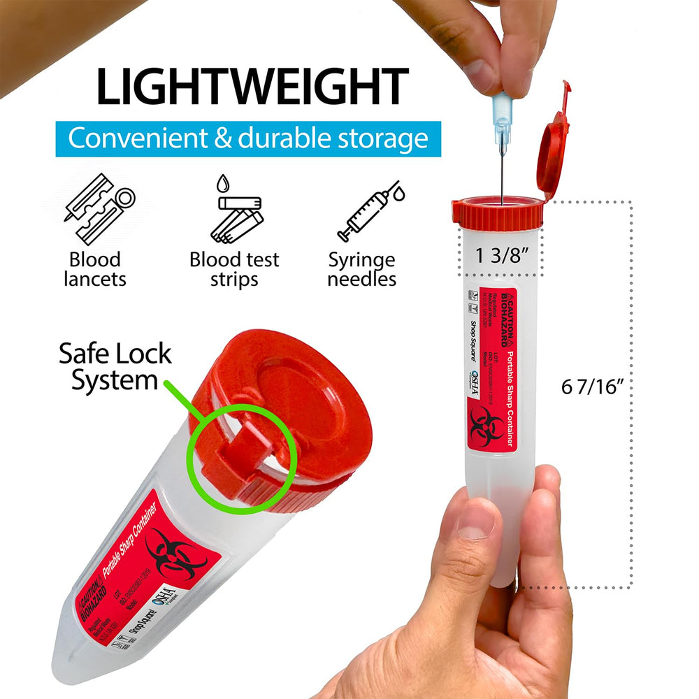 Shop Square travel sharps container with locked lid for secure transport.