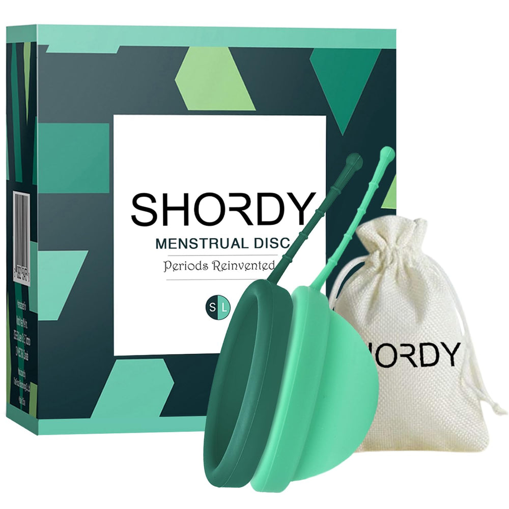 SHORDY disco menstrual set empacado, opción sostenible para tu rutina.