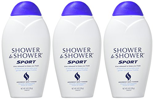 Shower To Shower Sport Powder 3-pack display emphasizes daily-use value