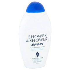 Shower To Shower Sport Powder application demonstrates smooth coverage after shower