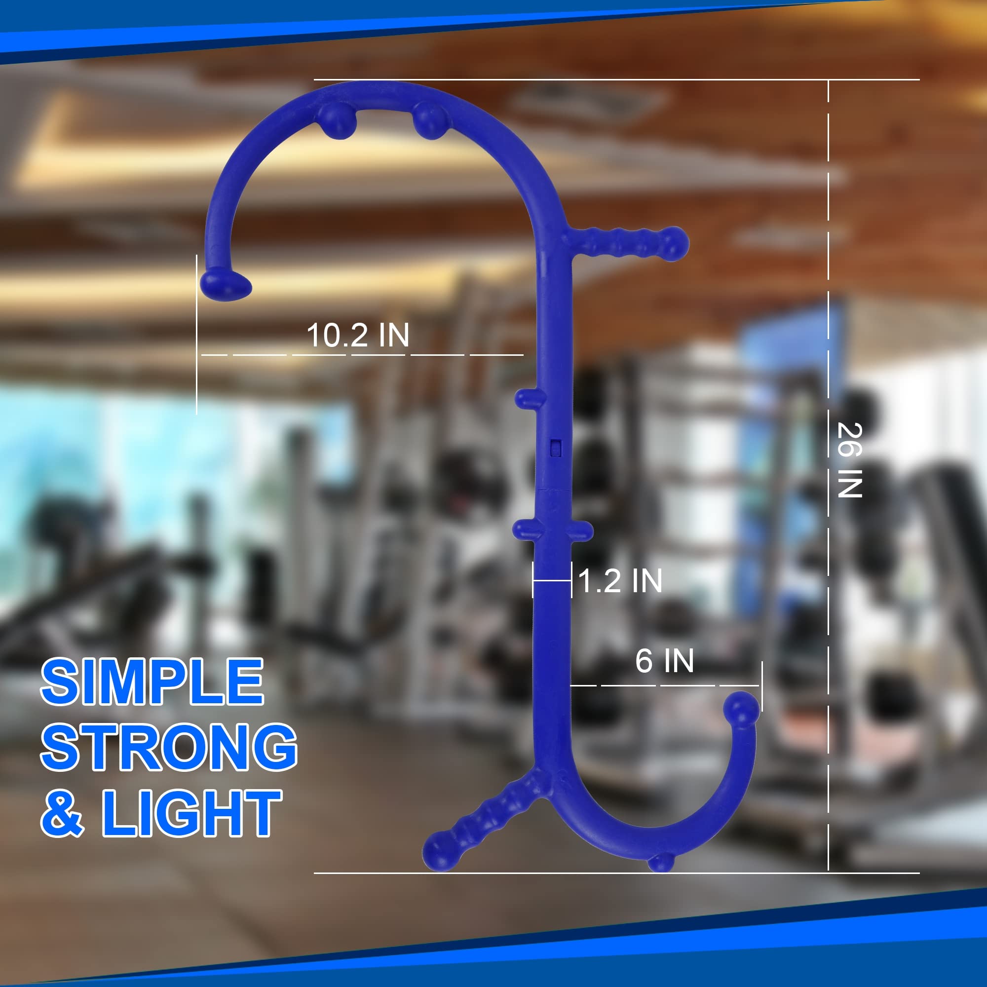 Shrdaepe trigger point cane on back and shoulders targeting tight knots.