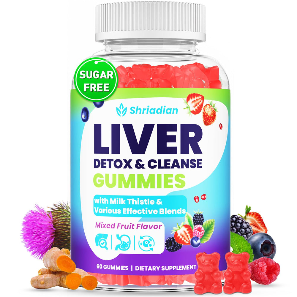 Shriadian Liver Detox Gummies bottle front with milk thistle for liver support