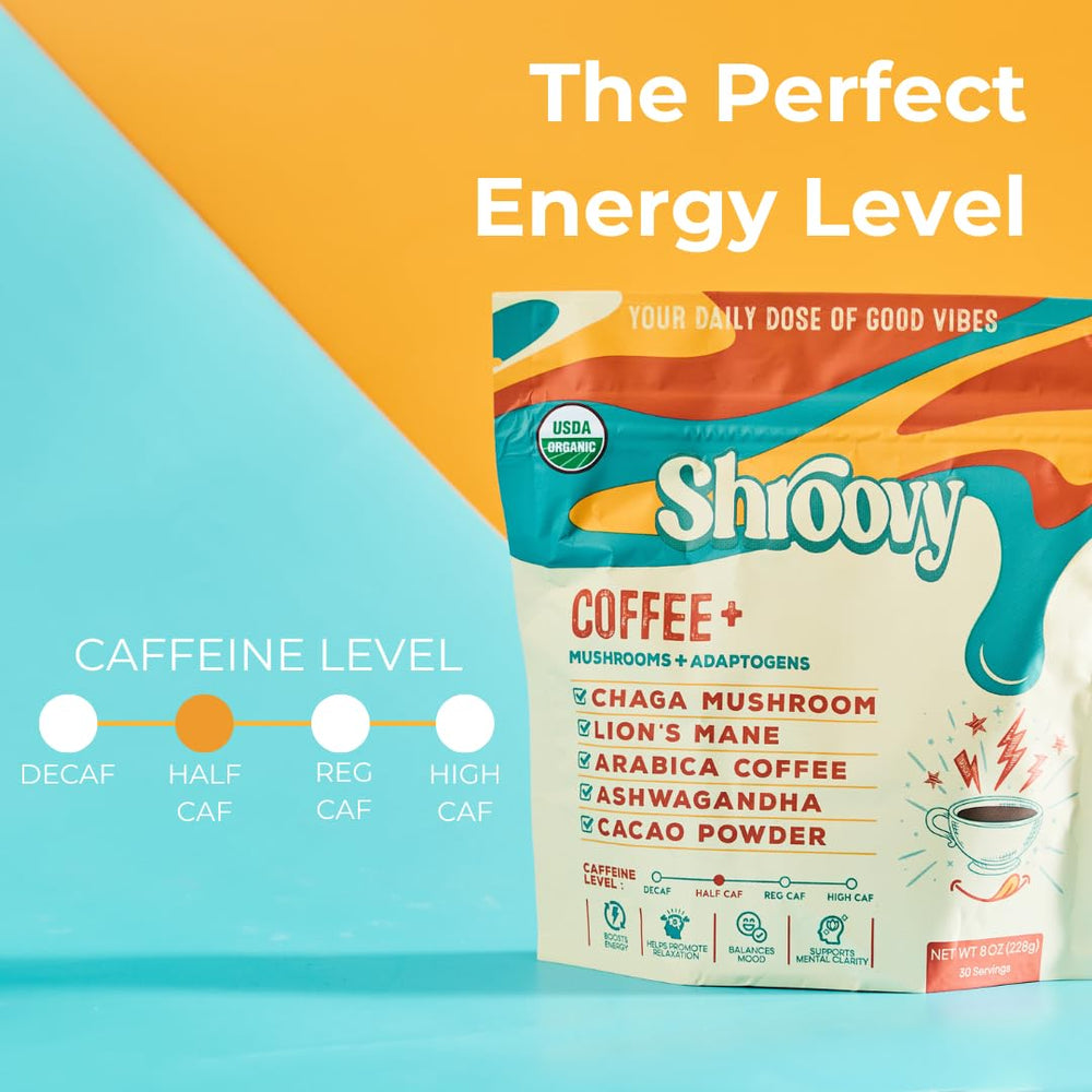 Shroovy 2000mg mushrooms per serving for sustained energy