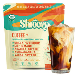Shroovy organic mushroom coffee with Lions Mane and Chaga for focused energy