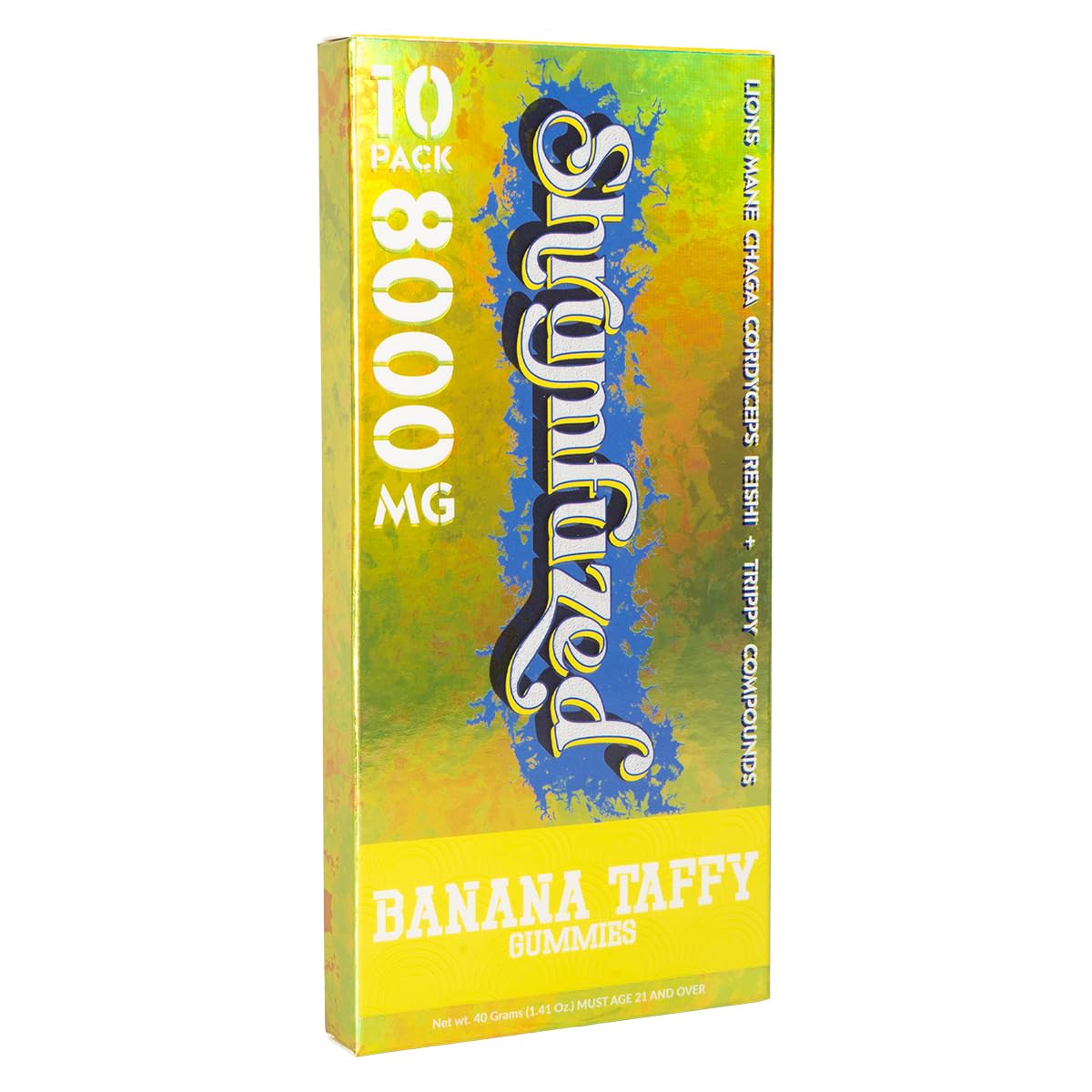 Shrumfuzed gummies close-up highlighting mushroom blend for cognitive support.