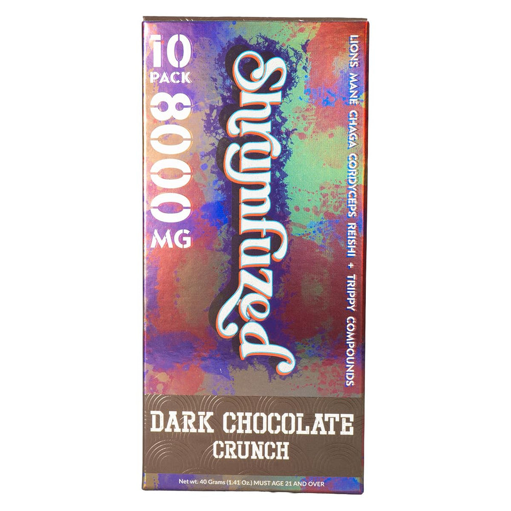 Shrumfuzed gummy bottle with dark chocolate crunch for daily focus and wellness.