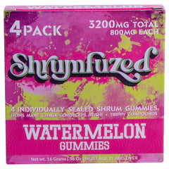 Shrumfuzed nootropic gummy bottle product shot highlighting the mango-style packaging and gummy form for daily focus