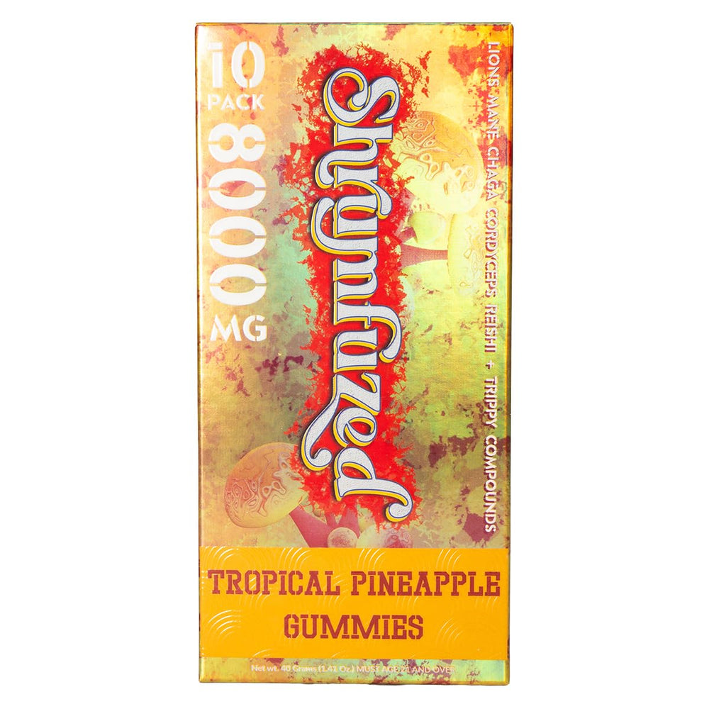 Shrumfuzed gummy packaging front shows tropical pineapple flavor for daily focus