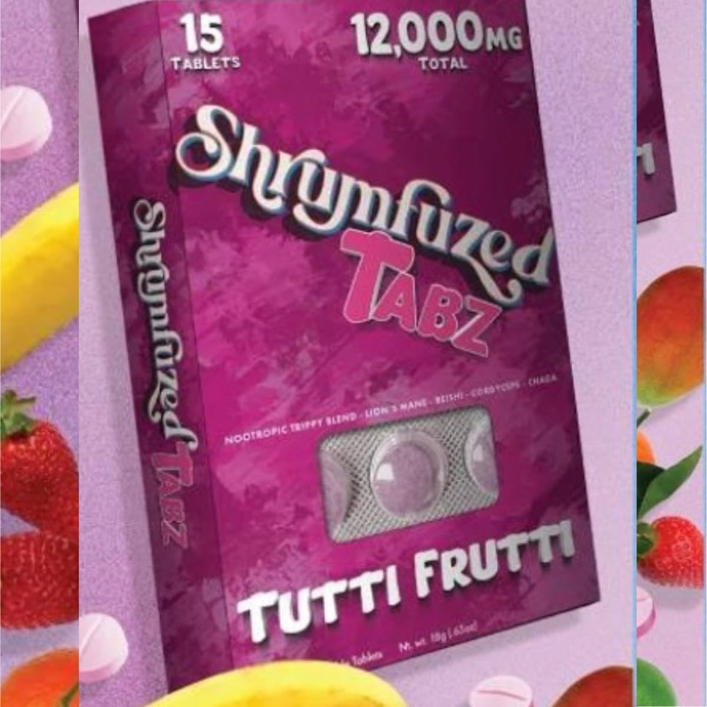 Close-up of Shrumfuzed chewable tablets showing 800 mg per tablet for consistent daily dosing.