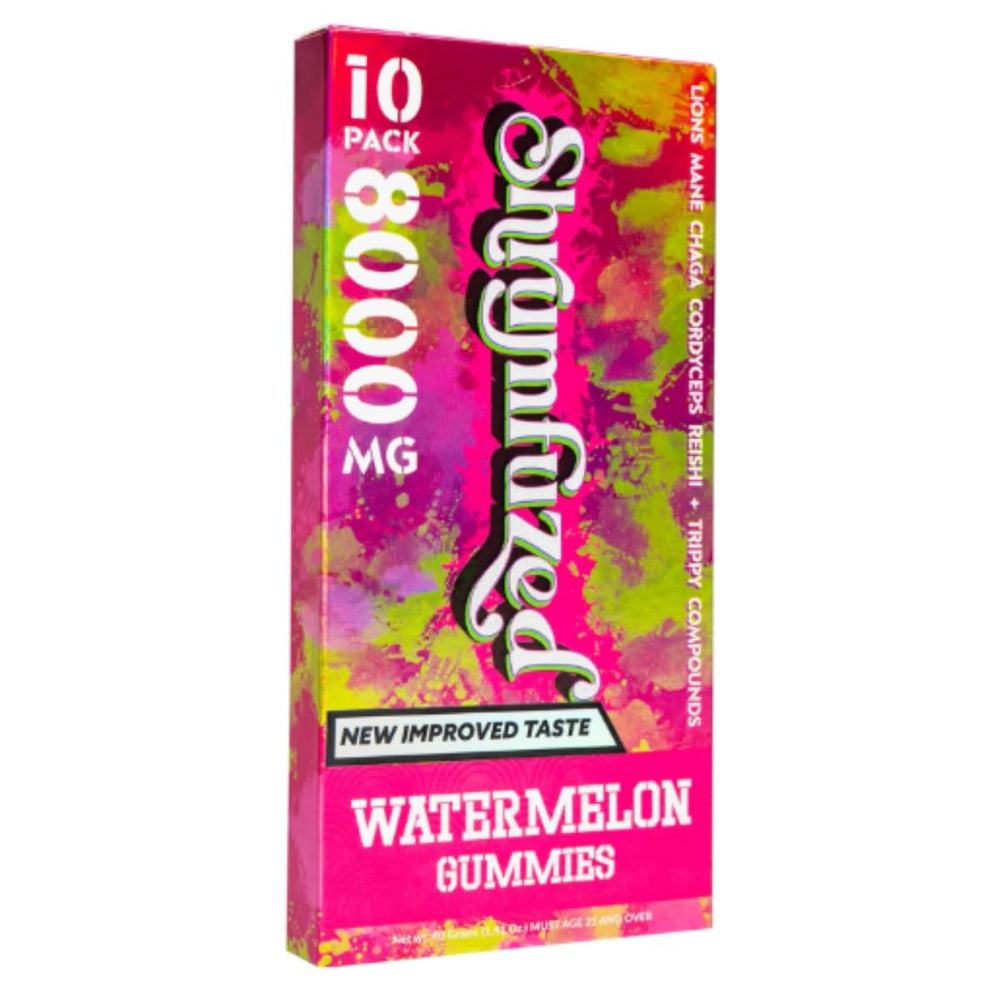 Shrumfuzed watermelon nootropic gummy bottle boosts daily focus and wellness.