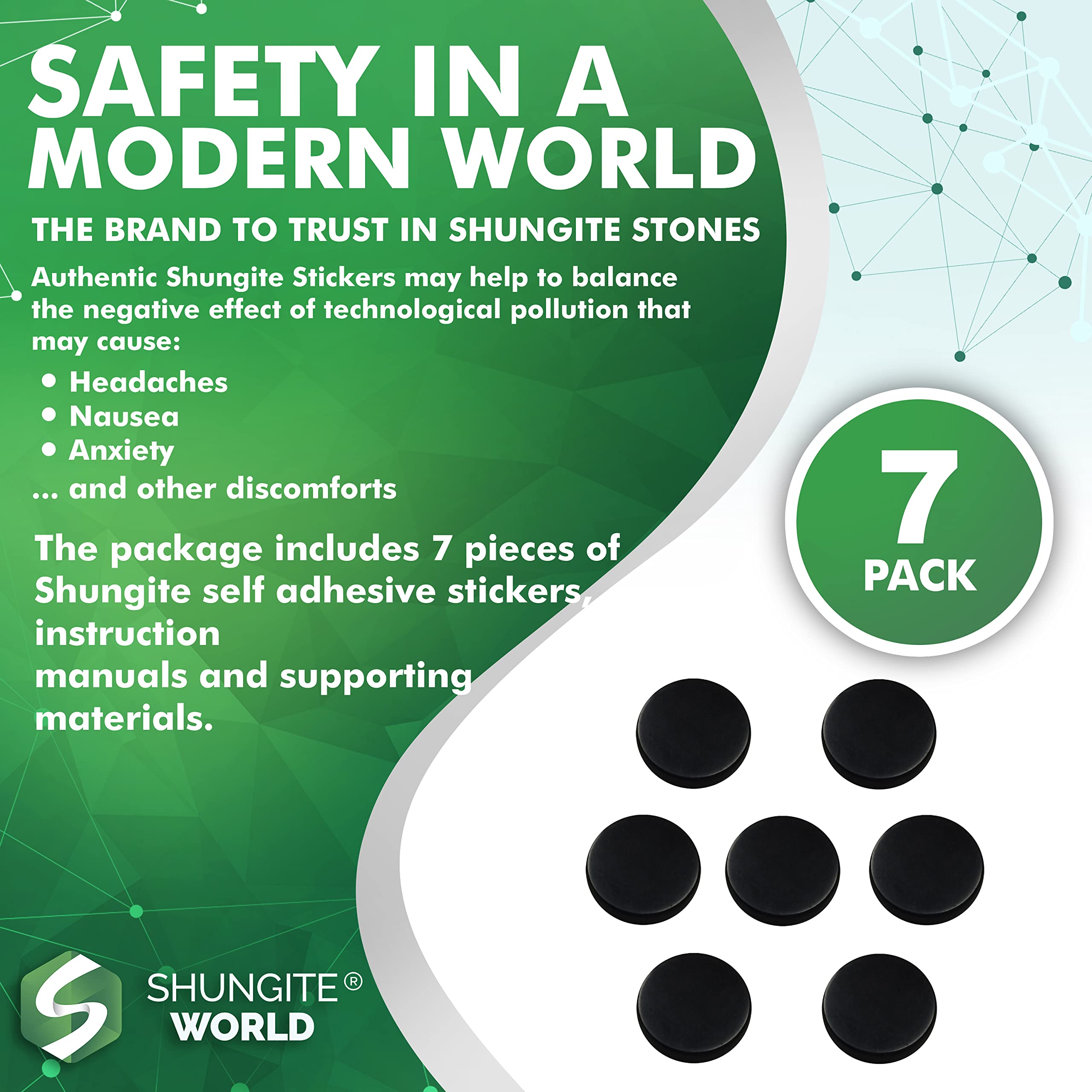 Shungite World adhesive stickers phones tablets shield against distractions