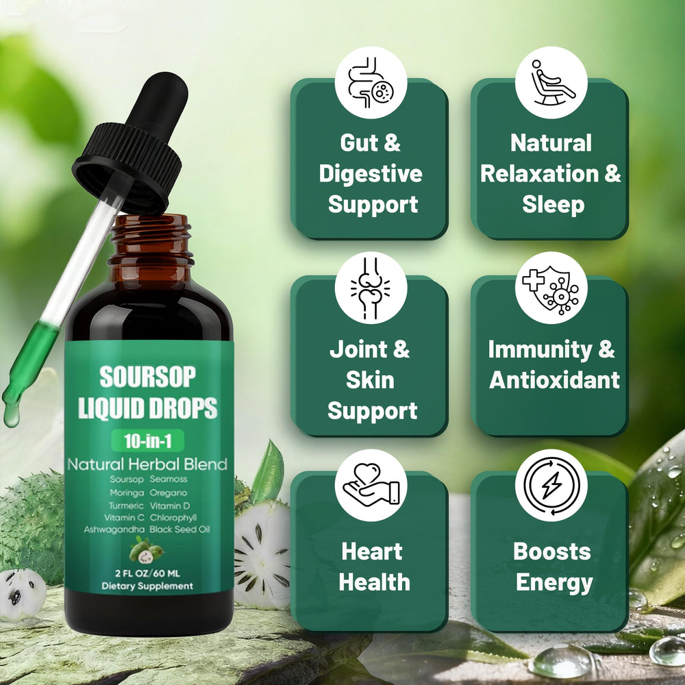 Shwfhi Soursop 10-in-1 displays vegan, non-GMO and additive-free ingredients.
