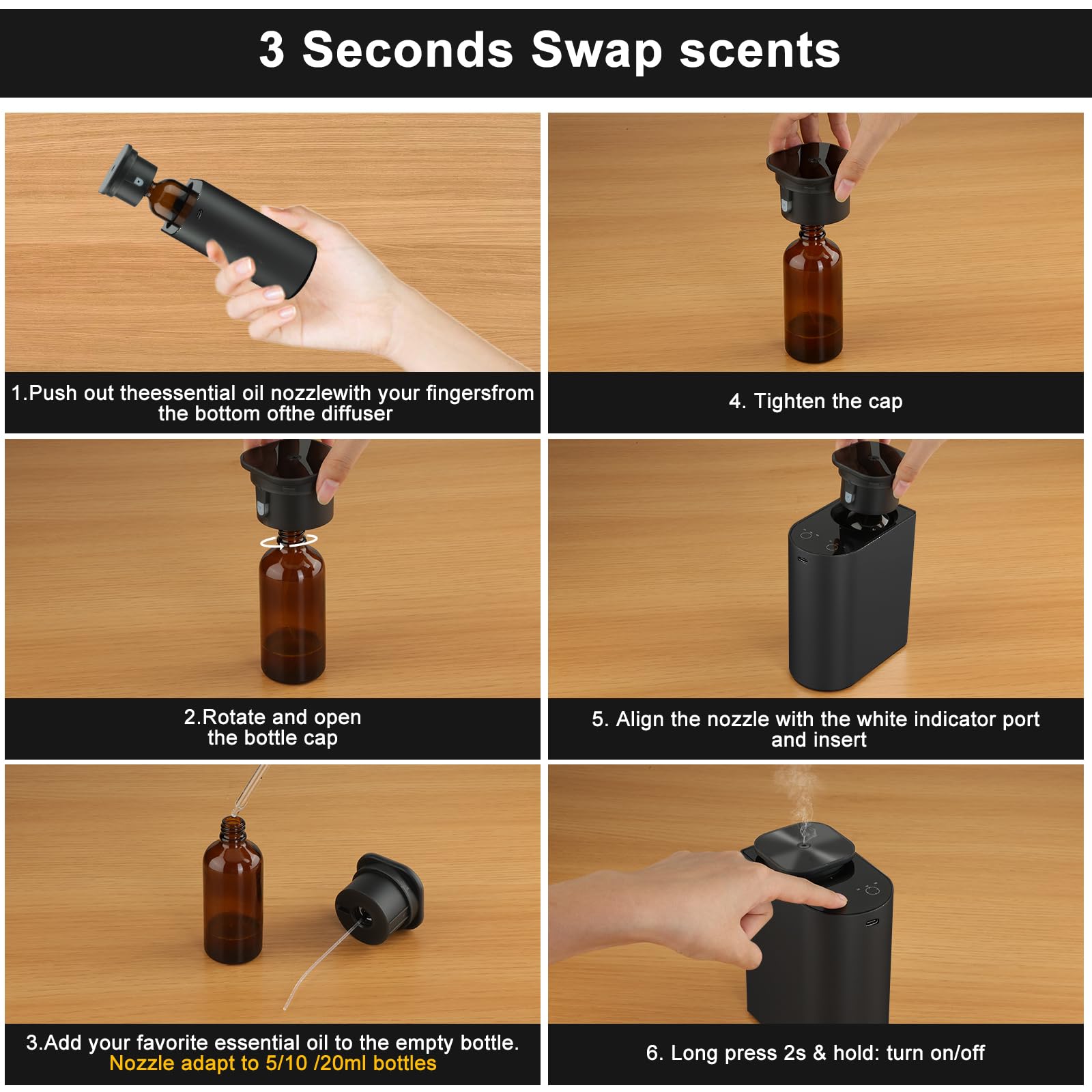 SHXMZS waterless diffuser in home setup for spill-resistant use