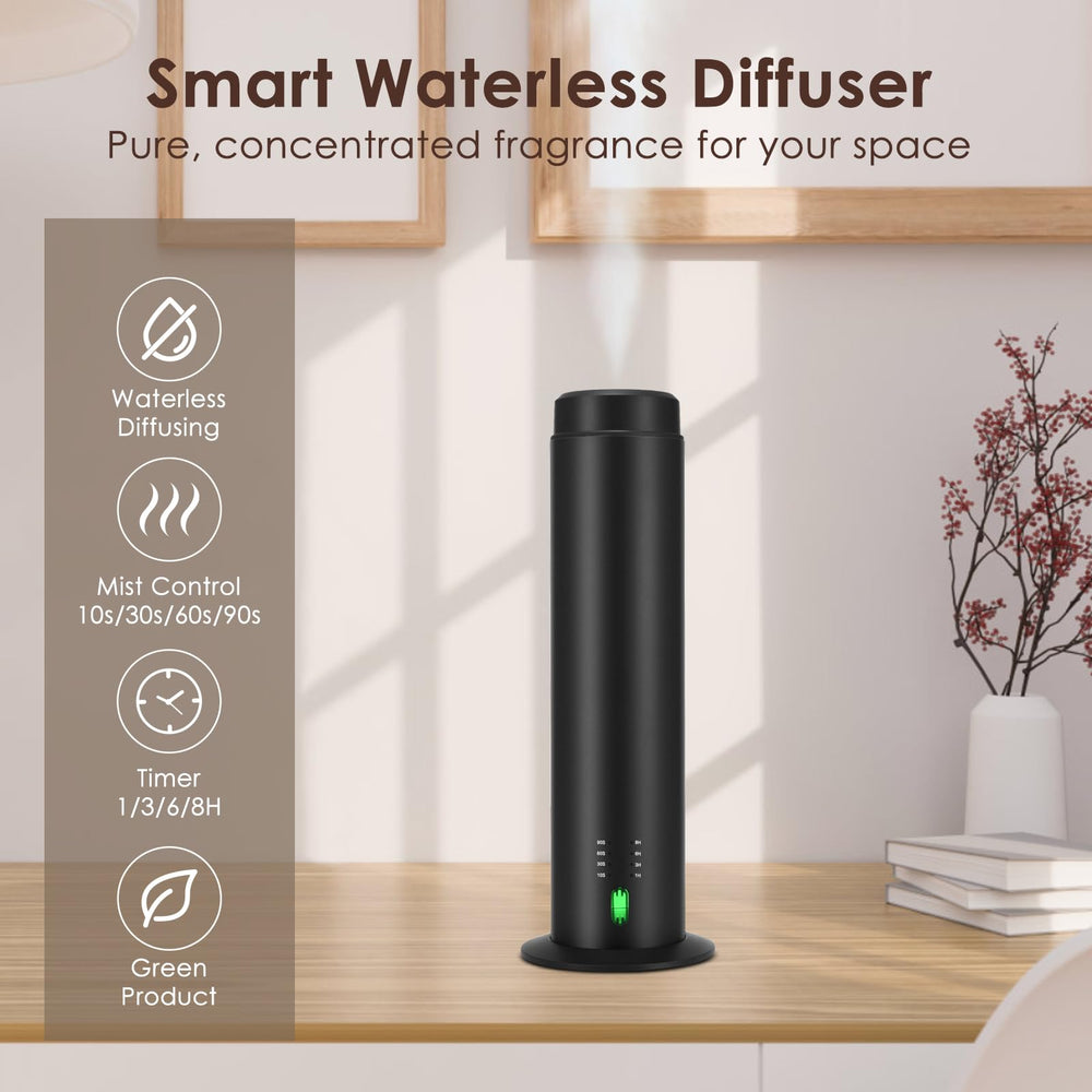 SHXMZS Waterless Diffuser remote-control use in black-a shows convenient aromatherapy customization.