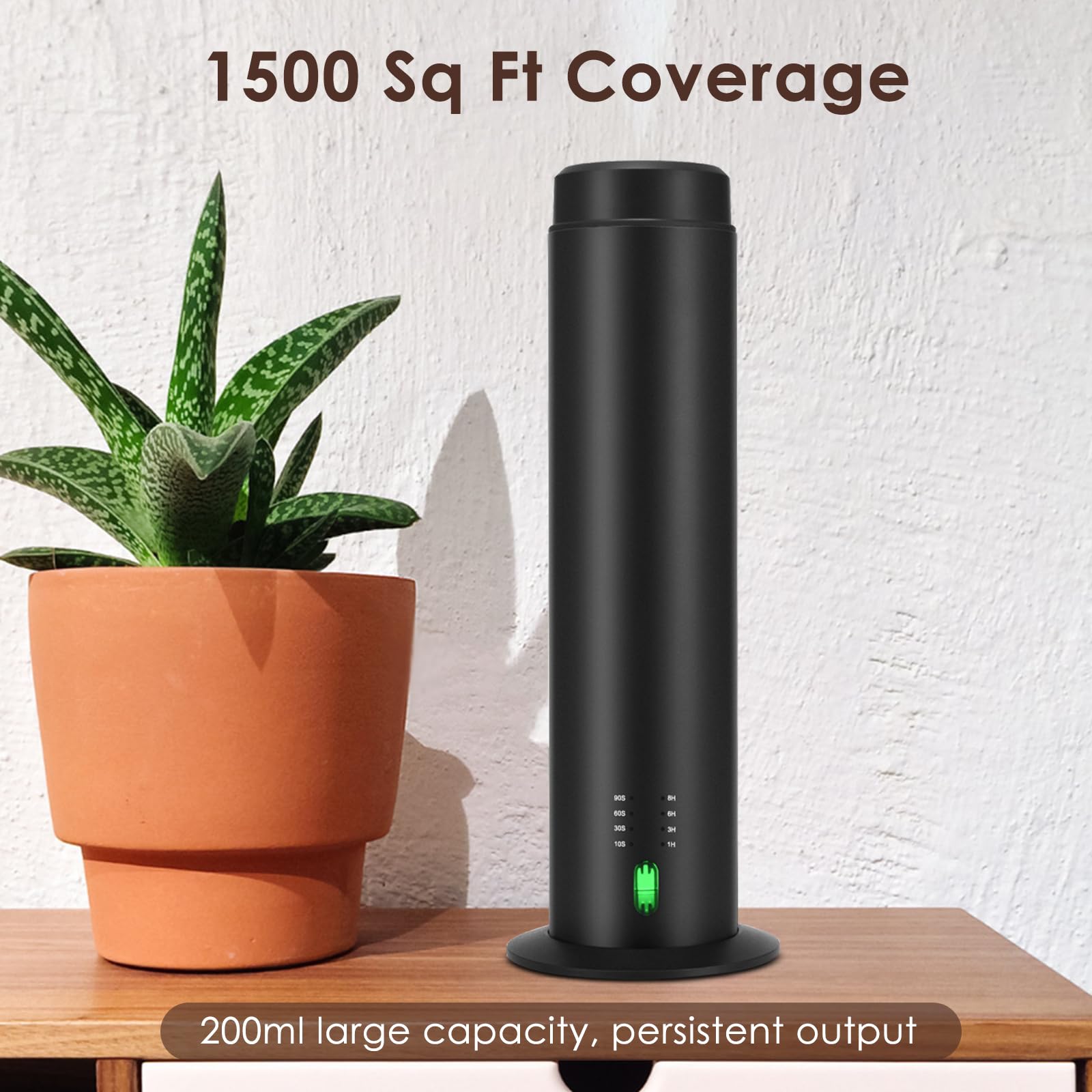 SHXMZS Waterless Diffuser side view in black-a highlighting the sturdy matte aluminum body for hotels.