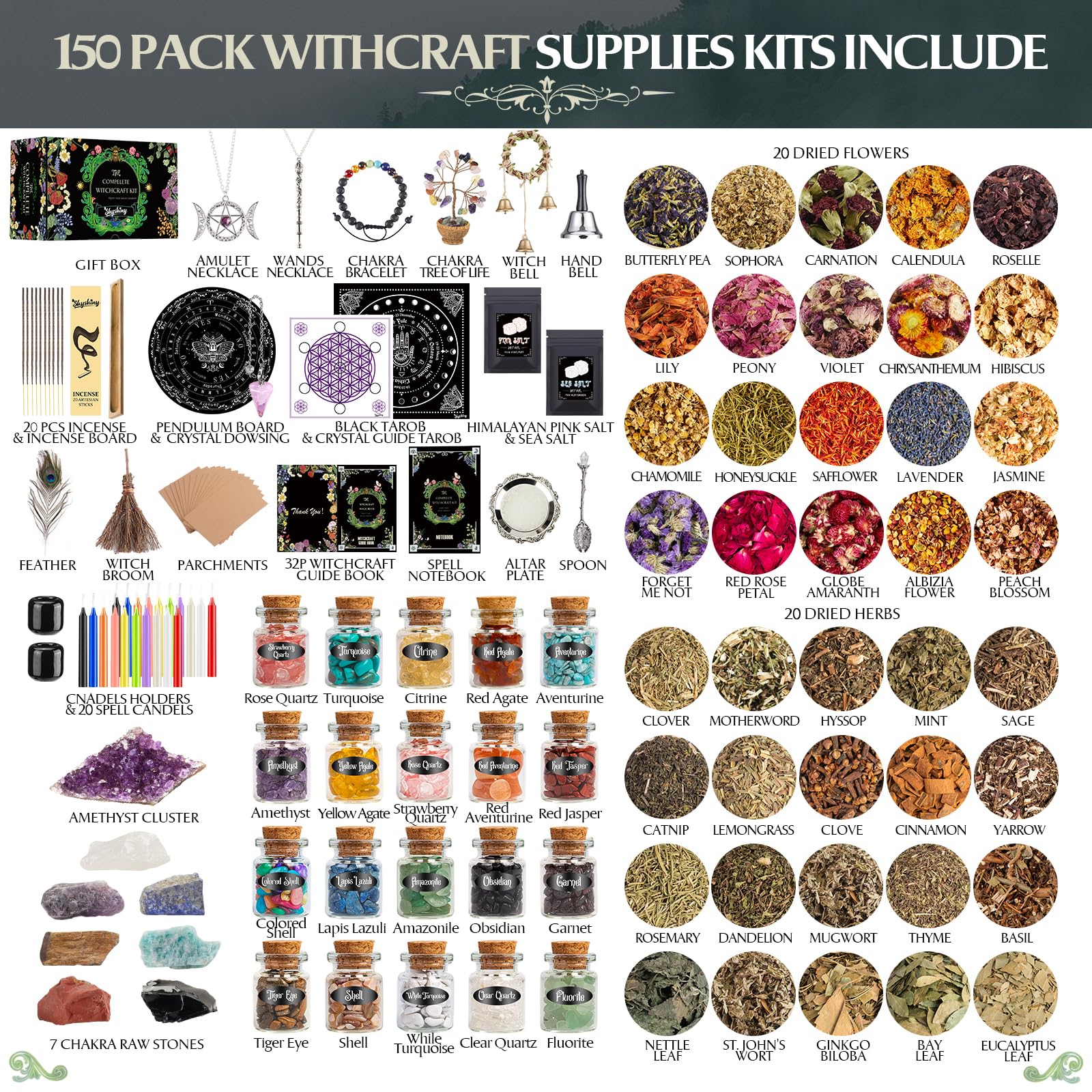 SHYSHINY dried herbs 40 varieties to inspire rituals, spells, and decorative displays