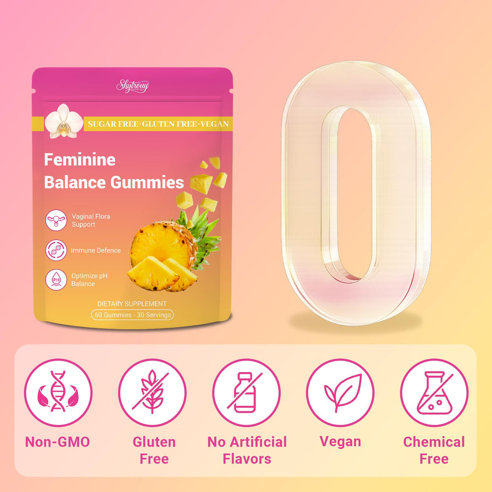 Shytrouy pineapple-flavored gummies emphasizing fruity taste and daily use.