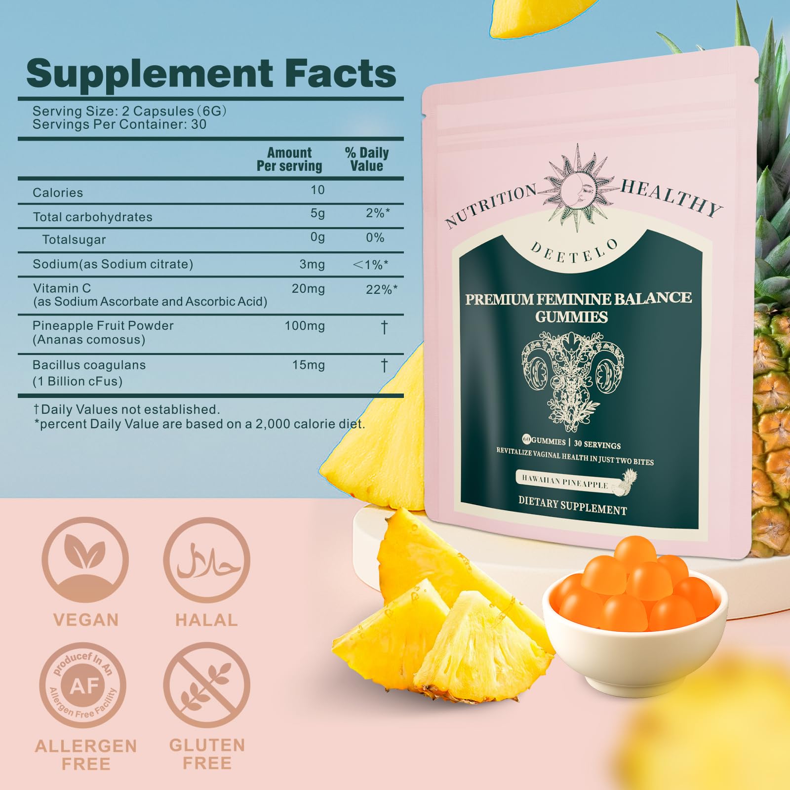 Shytrouy pineapple flavor gummies presented as a tasty daily supplement.