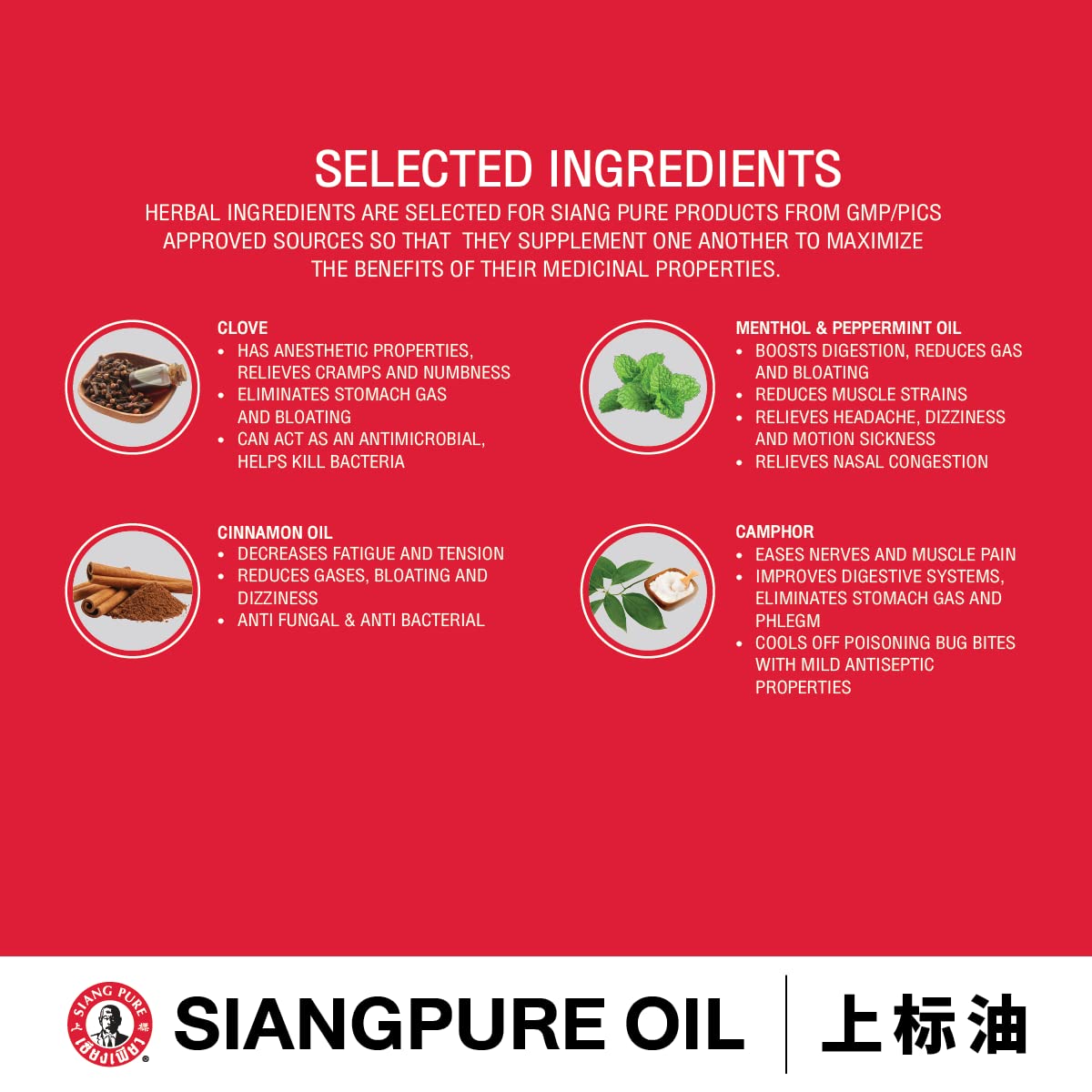 Siang Pure Oil Original Red Formula 25ml with wooden spoon, easy to measure for personalized application.