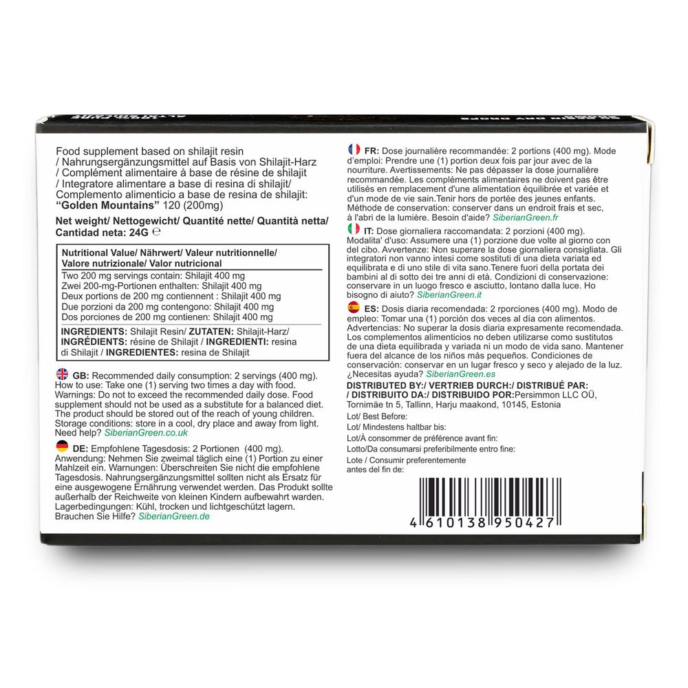 Siberian Green Shilajit Dry Drops Altaisky Biosphere preserve source; sustainable.