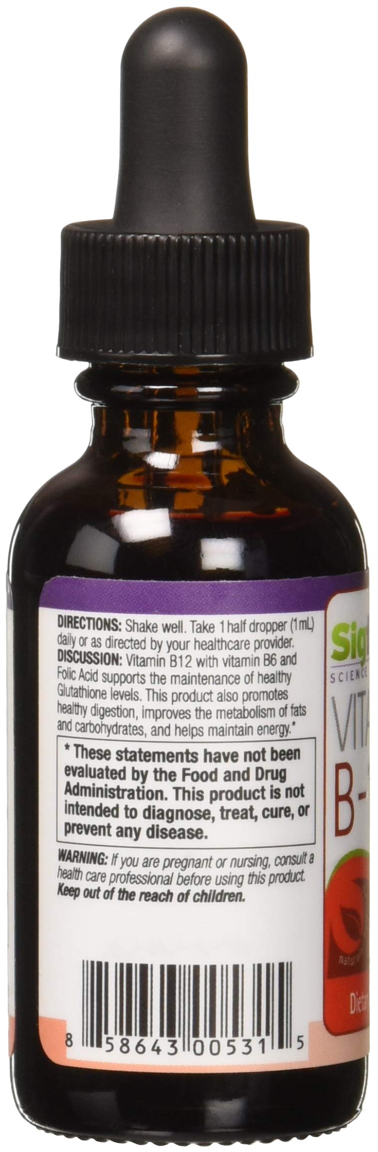SIGFORM Vitamin B12 5000 Sublingual label closeup highlights potency and brand.