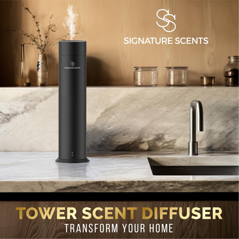 Signature Scents luxury diffuser app control screen demonstrates Bluetooth customization.