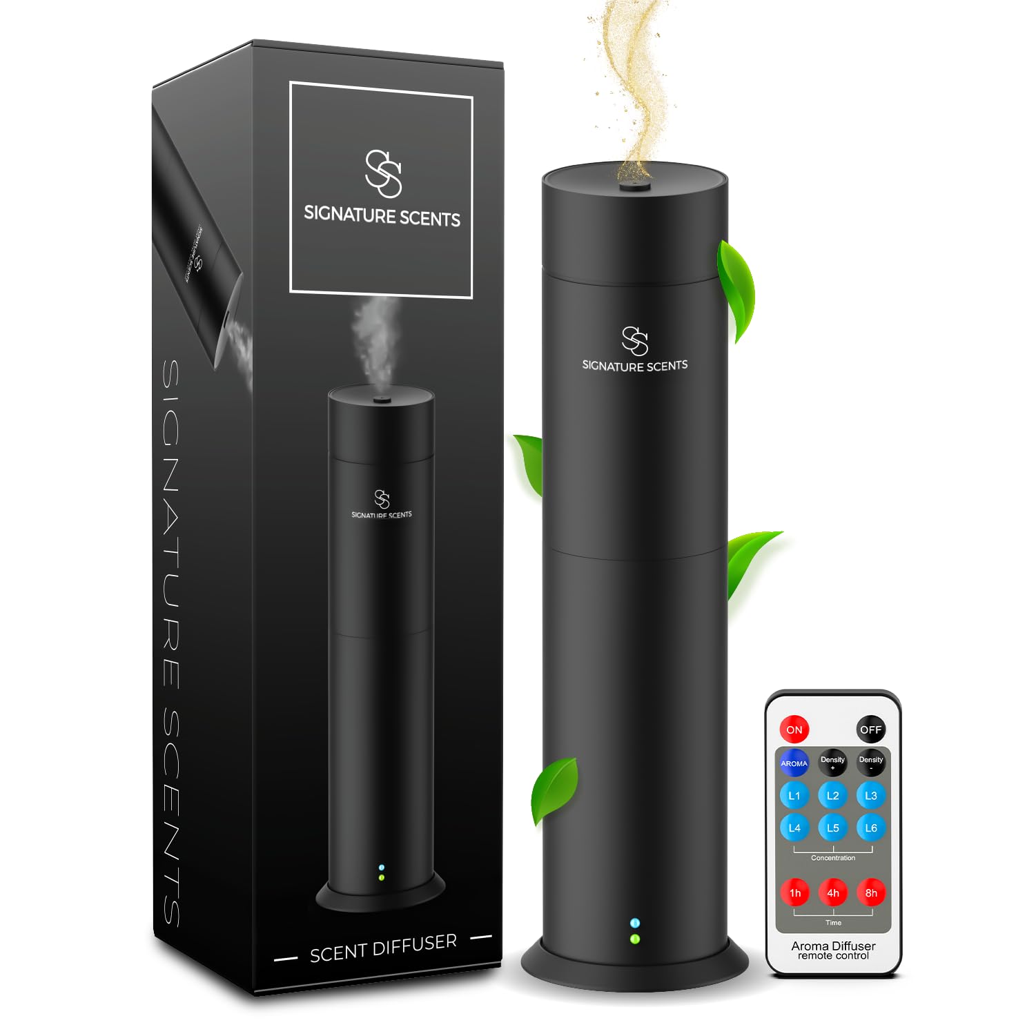 Signature Scents luxury diffuser front view in black, elegant addition for any room.