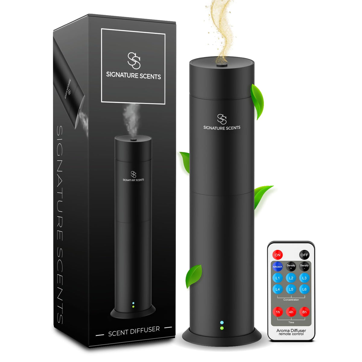 Signature Scents luxury diffuser front view in black, elegant addition for any room.