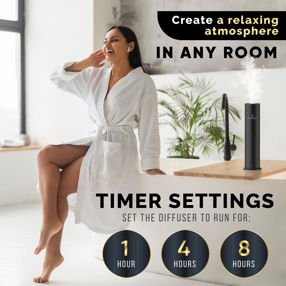 Signature Scents luxury diffuser in hotel lobby, creating welcoming ambiance.