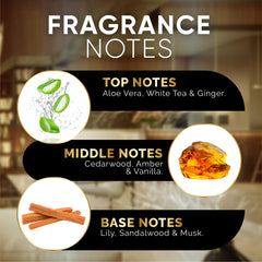 Signature Scents Sanctuary Suite ingredients visual hints at White Tea and Lily notes.